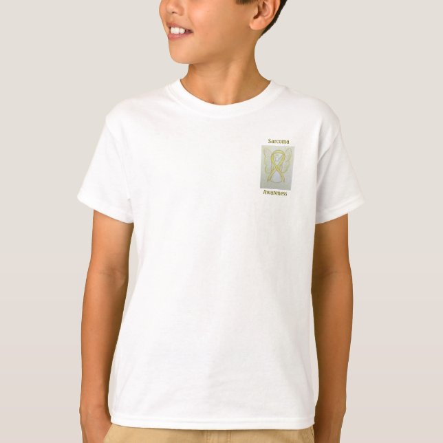 Sarcoma Awareness Yellow Ribbon Angel Tee (Front)