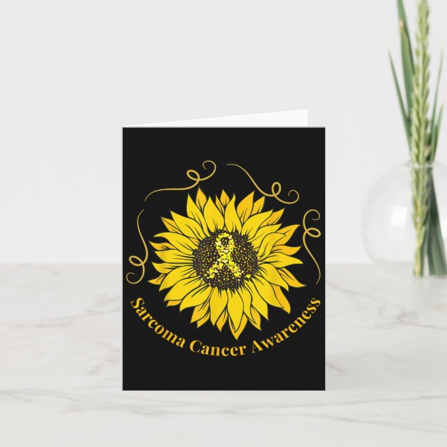 Sarcoma Cancer Awareness Sunflower Yellow Ribbon S Card (Front)
