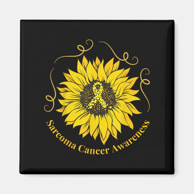 Sarcoma Cancer Awareness Sunflower Yellow Ribbon S Magnet (Front)