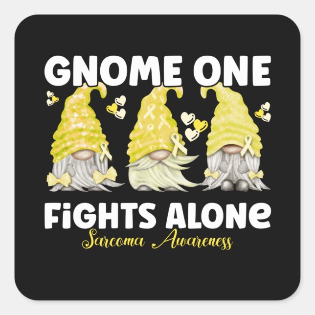 Sarcoma Cancer Awareness Yellow Gnome Square Sticker (Front)