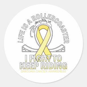 Sarcoma cancer awareness yellow ribbon gradient classic round sticker