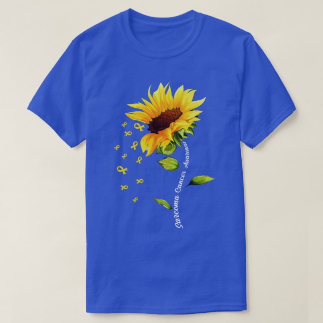 Sarcoma Cancer Awareness Yellow Ribbon & Sunflower T-Shirt (Design Front)