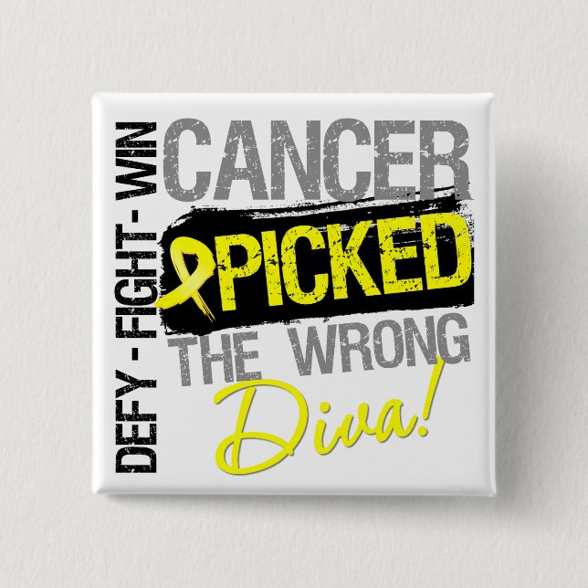 Sarcoma Cancer Picked The Wrong Diva 15 Cm Square Badge (Front)