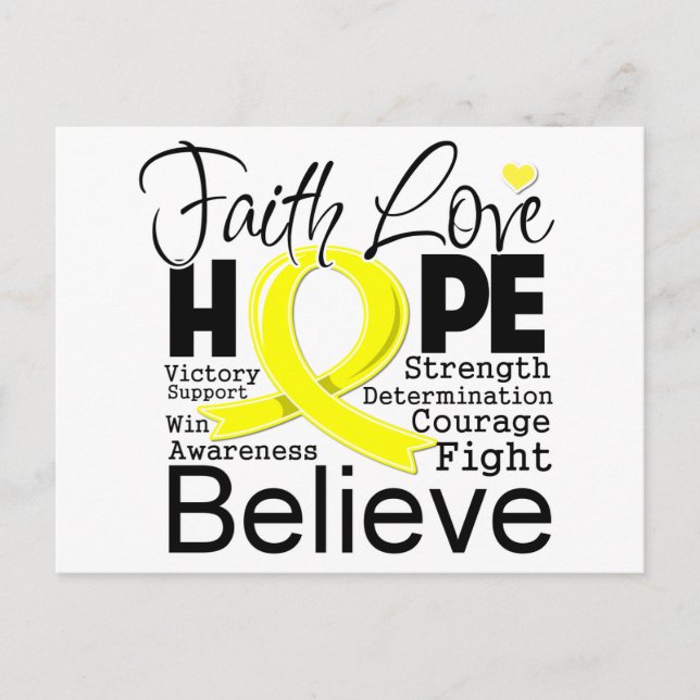 Sarcoma Cancer Typographic Faith Love Hope Postcard (Front)