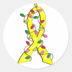 Sarcoma Christmas Lights Ribbon Classic Round Sticker