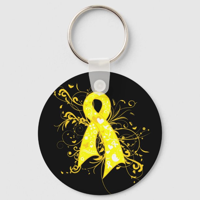 Sarcoma Floral Swirls Ribbon Key Ring (Front)