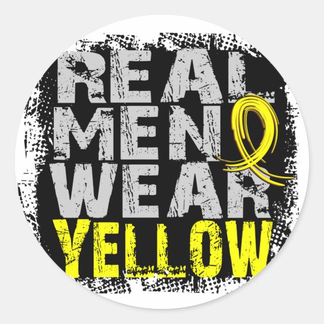 Sarcoma Real Men Wear Yellow Classic Round Sticker (Front)