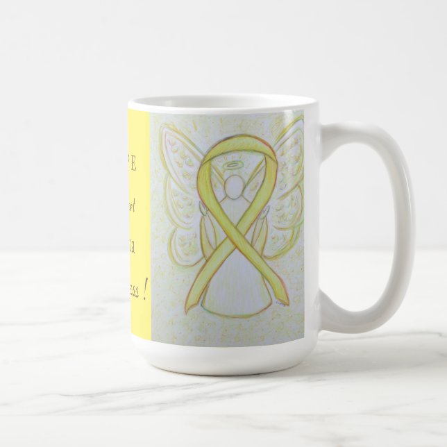 Sarcoma Yellow Awareness Ribbon Angel Custom Mug (Right)
