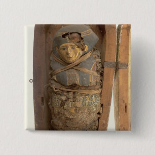 Sarcophagus and mummified body of Psametik I (664- 15 Cm Square Badge