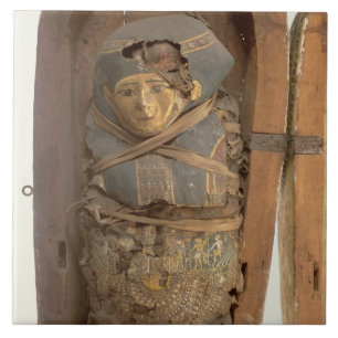 Sarcophagus and mummified body of Psametik I (664- Ceramic Tile