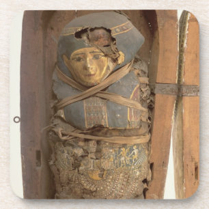 Sarcophagus and mummified body of Psametik I (664- Coaster