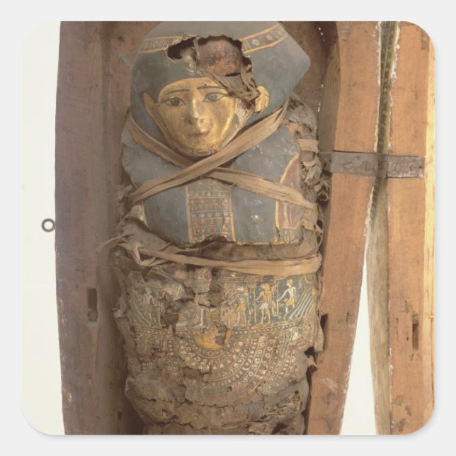 Sarcophagus and mummified body of Psametik I (664- Square Sticker (Front)