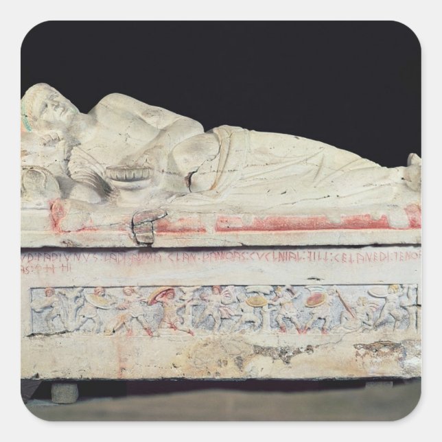 Sarcophagus, Etruscan Square Sticker (Front)