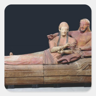 Sarcophagus of a married couple, 525-500 BC Square Sticker