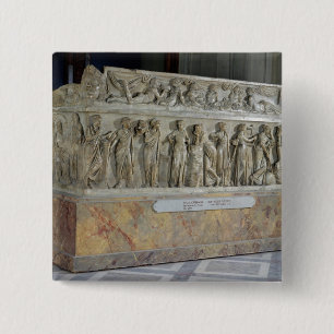Sarcophagus with frieze of the Nine Muses 15 Cm Square Badge