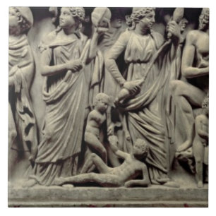 Sarcophagus with relief depicting Prometheus and t Tile