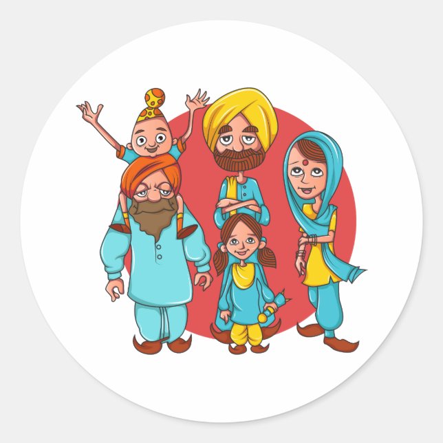 Sardar Ji And Family! Classic Round Sticker (Front)