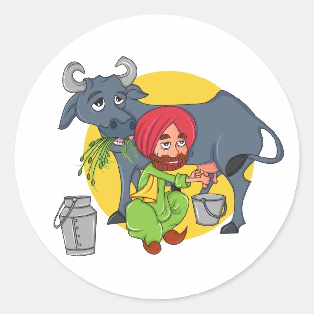 Sardar Ji Classic Round Sticker (Front)