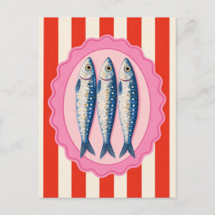 Sardine Fish retro Mediterranean Coastal Nautical Postcard
