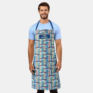 Sardine Fish Striped Pattern Saltwater Fish Chef’s Apron