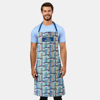 Sardine Fish Striped Pattern Saltwater Fish Chef’s Apron
