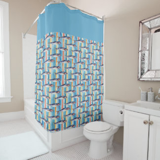 Sardine Fish Striped Pattern Saltwater Fish Shower Curtain