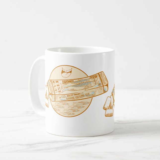 Sardine flavoured chewing gum funny fish coffee mug (Front Left)