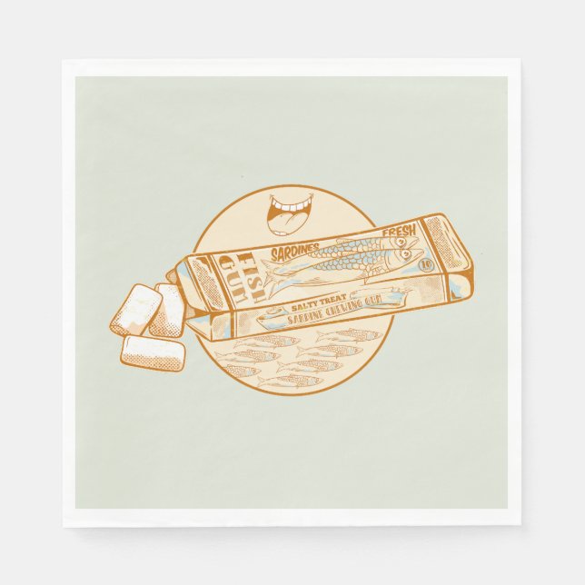 Sardine flavoured chewing gum funny fish napkin (Front)