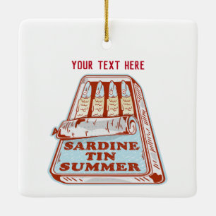 Sardine tin summer ceramic ornament