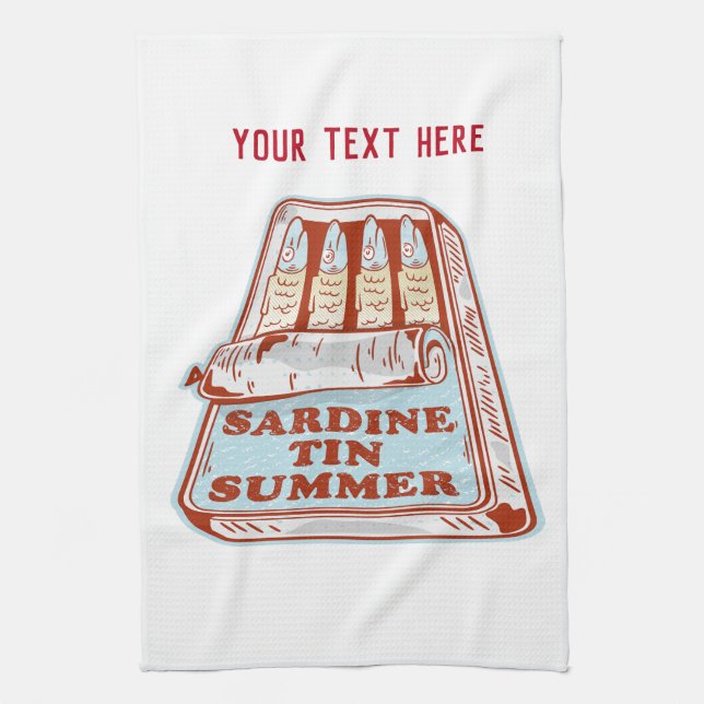 Sardine tin summer tea towel (Vertical)