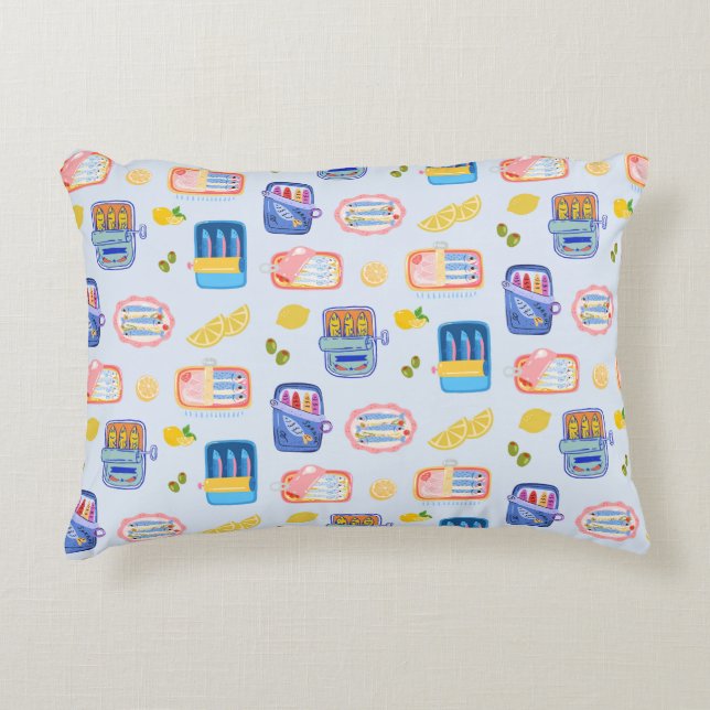 Sardines and Lemons Decorative Cushion (Front)