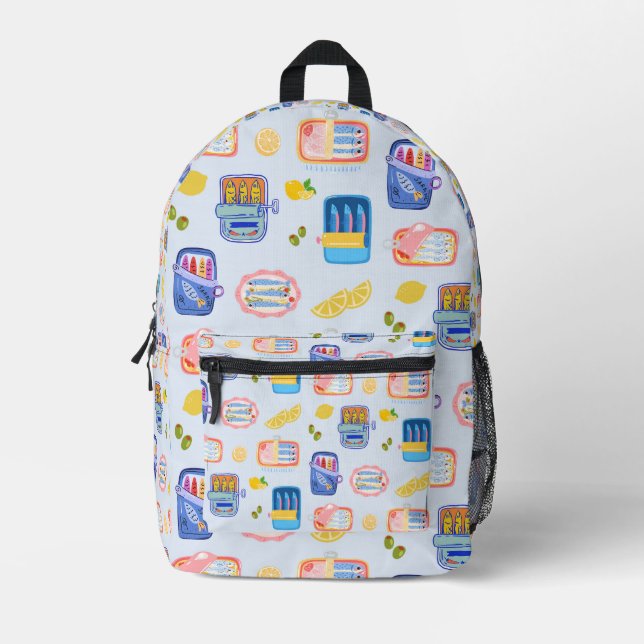  Sardines and Lemons Printed Backpack (Front)