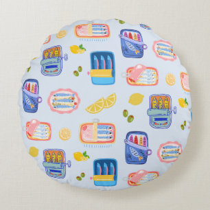 Sardines and Lemons Round Cushion