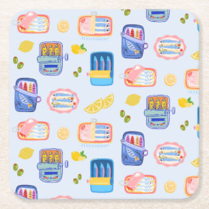Sardines and Lemons Square Paper Coaster