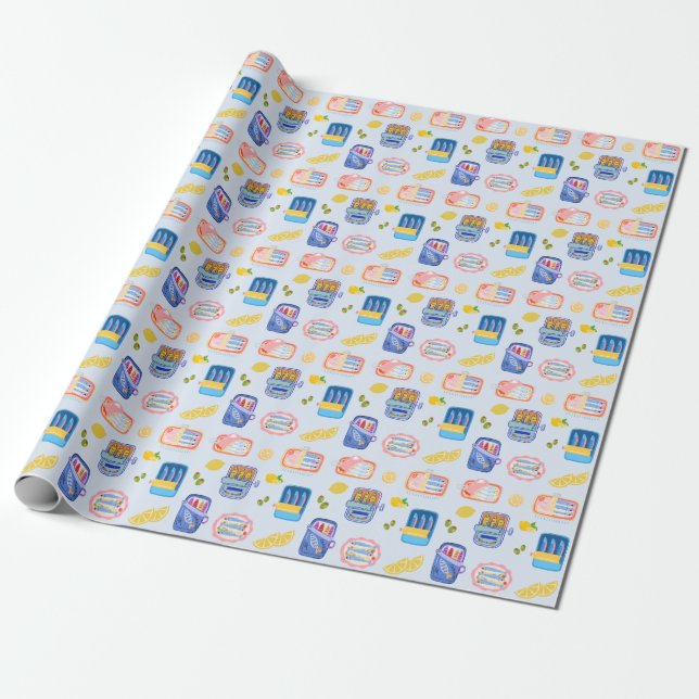  Sardines and Lemons Wrapping Paper (Unrolled)