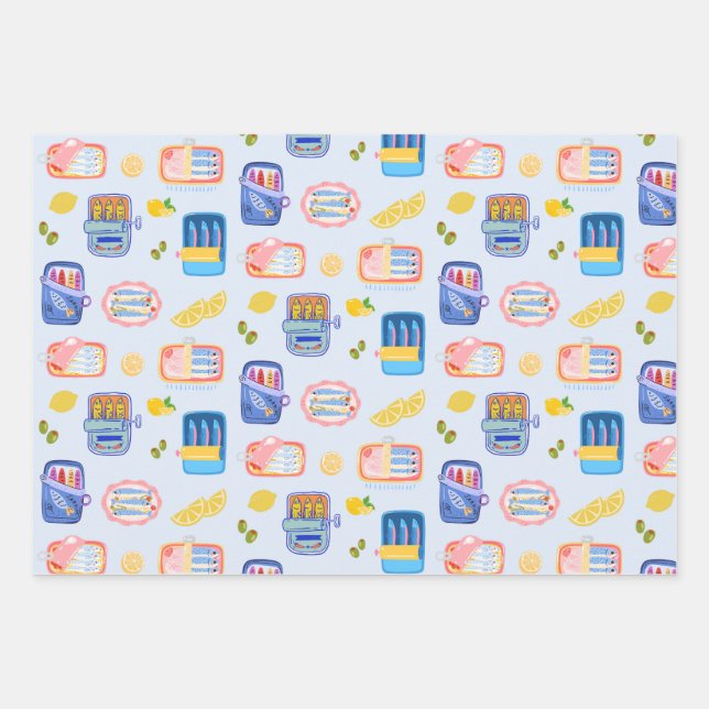 Sardines and Lemons Wrapping Paper Sheet (Front)