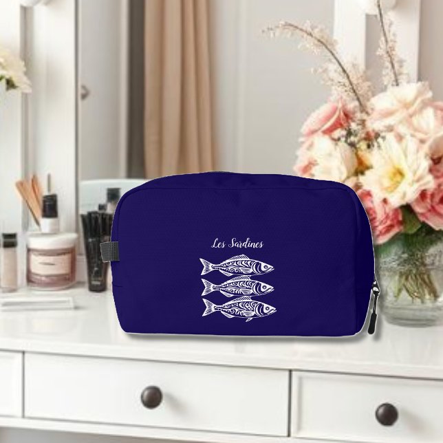 Sardines-Blue Hawaiian Dopp Kit (Les Sardines Hawaiian Fisherman Trend Beach Summer Toiletry Bag Dark Blue)