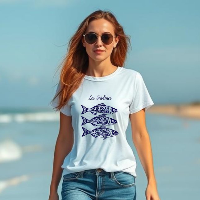 Sardines-Blue Hawaiian T-Shirt (Les Sardines Fisherman Style Collection t shirt blue hawaiian)