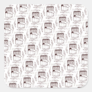 sardines can pattern trans square sticker