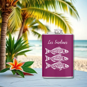 Sardines-Hawaiian-Fisherman Core-Wine Colour Hip Flask