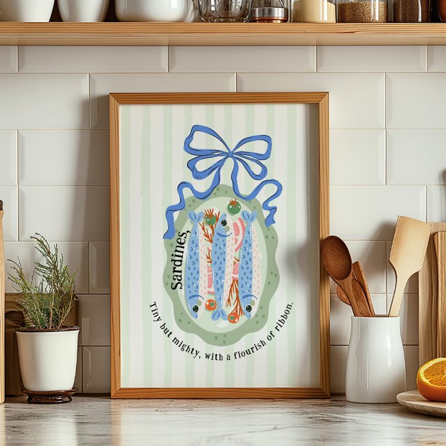 Sardines in a Plate in Blue Bow Kitchen Poster (Creator Uploaded)
