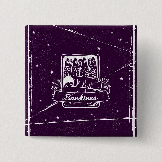 Sardines in a tin Distressed 15 Cm Square Badge (Front)
