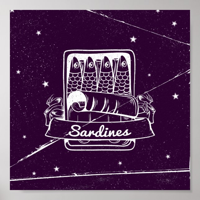 Sardines in a tin Distressed Poster (Front)