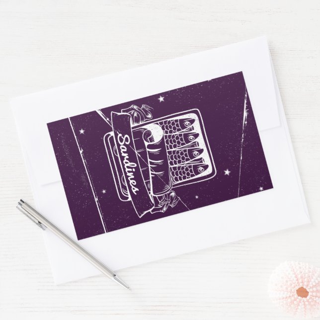 Sardines in a tin Distressed Rectangular Sticker (Envelope)