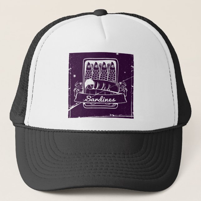 Sardines in a tin Distressed Trucker Hat (Front)