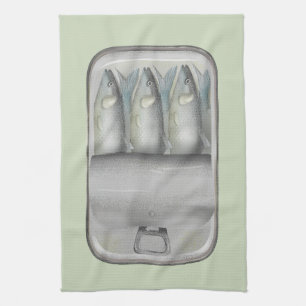 Sardines in a tin tea towel