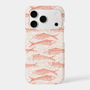 Sardines in Motion in coral and off white