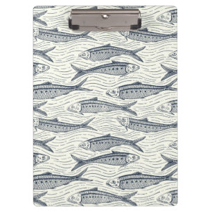 Sardines in Motion in navy and ivory Clipboard