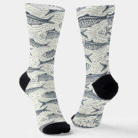Sardines in Motion in navy and ivory