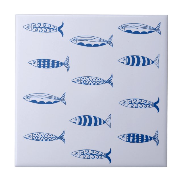 Sardines Pattern Ceramic Tile (Front)